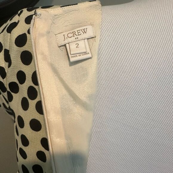J Crew Cream and Black Polka Dot knee Length Short Sleeve Dress Size 2 - Picture 10 of 11